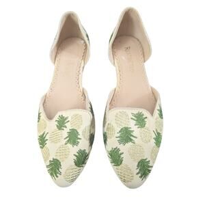 Precious cream w/pineapple embroidered slides by Restricted size 7 NWOB